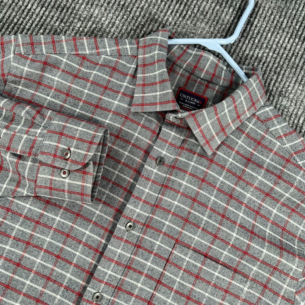 UNTUCKit Shirt Mens XL Extra Large Gray Plaid Long Sleeve Button Up Casual
